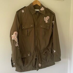 Rebecca minkoff military style jacket with floral embroidery size xs